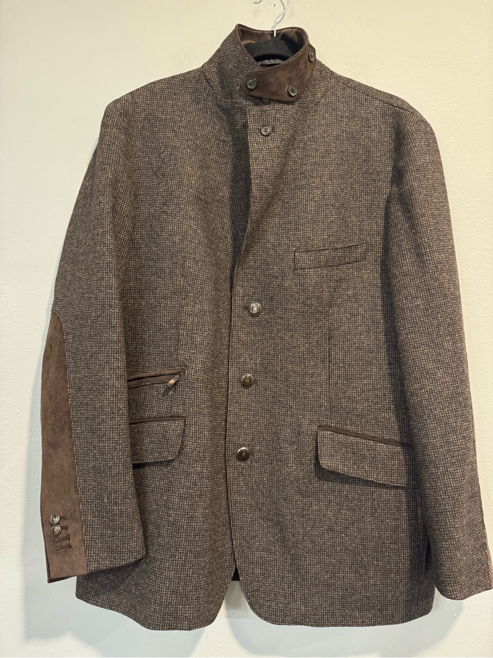 Corneliani ID Herringbone Blazer Classic Sport Coat Jacket Patch Elbow 46R - Picture 10 of 16